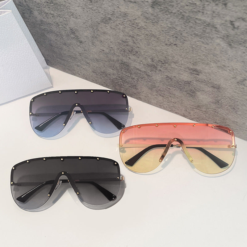 Wholesale PC All-in-one Big Frame Conjoined Frameless Unisex Same Style Sunglasses